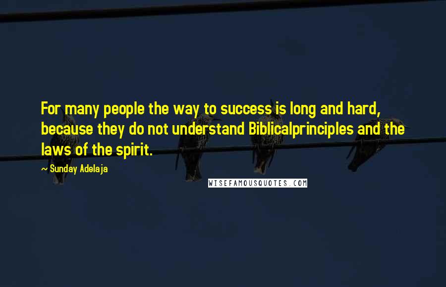 Sunday Adelaja Quotes: For many people the way to success is long and hard, because they do not understand Biblicalprinciples and the laws of the spirit.