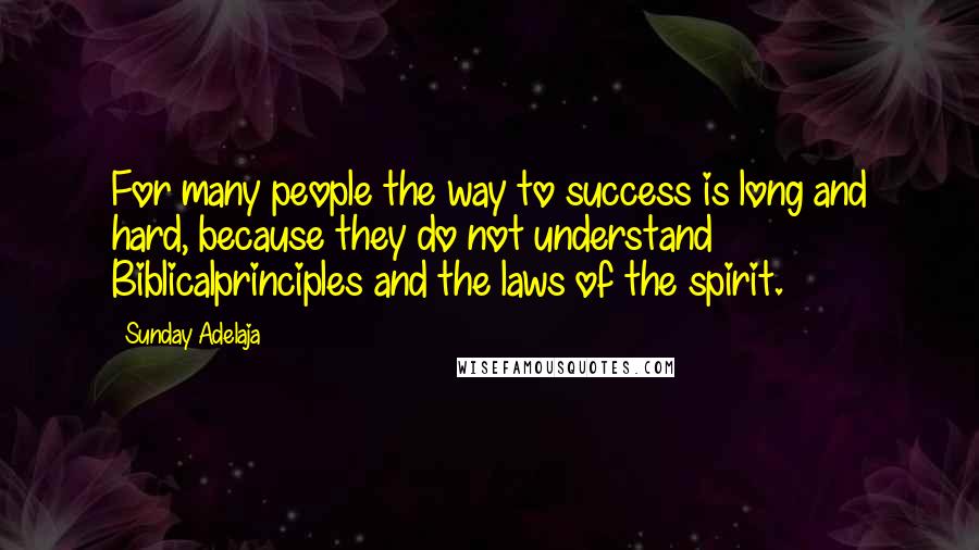 Sunday Adelaja Quotes: For many people the way to success is long and hard, because they do not understand Biblicalprinciples and the laws of the spirit.