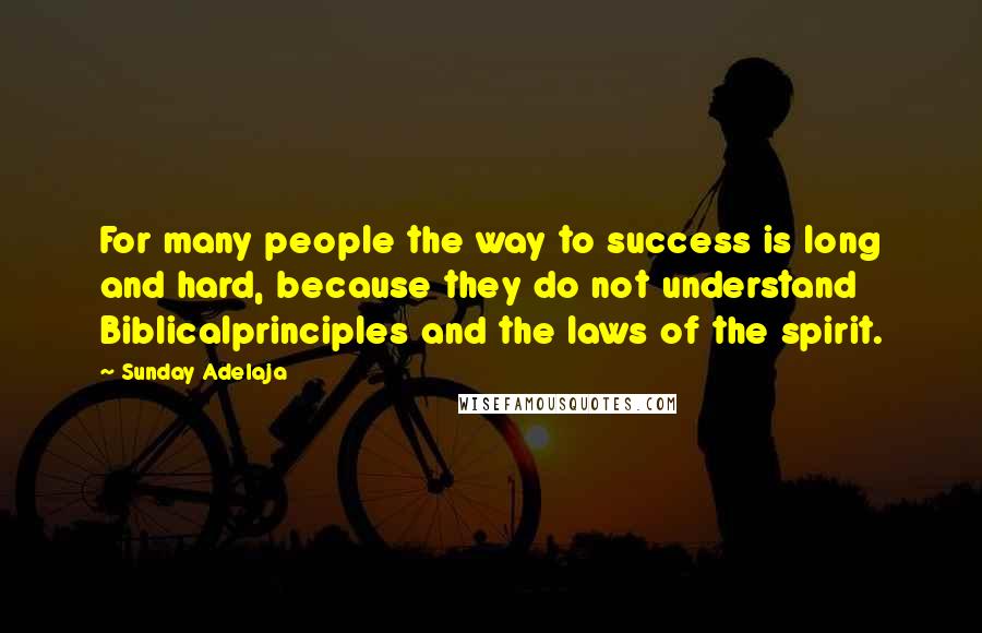 Sunday Adelaja Quotes: For many people the way to success is long and hard, because they do not understand Biblicalprinciples and the laws of the spirit.