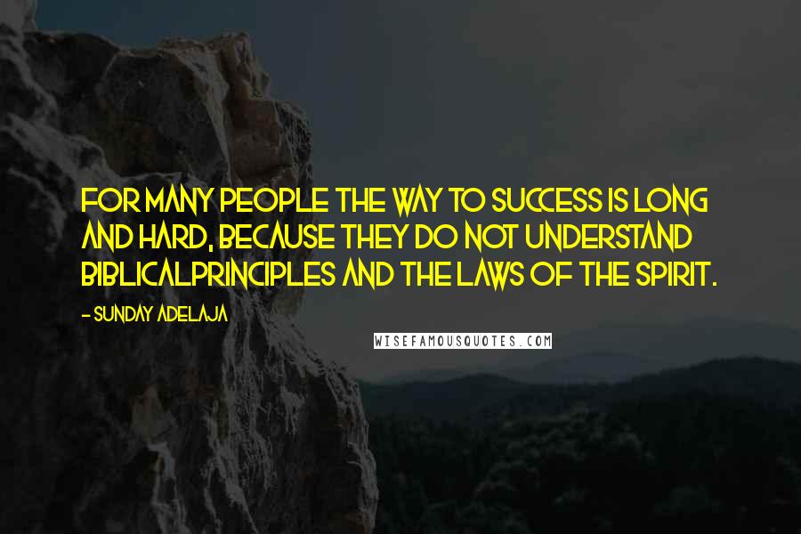 Sunday Adelaja Quotes: For many people the way to success is long and hard, because they do not understand Biblicalprinciples and the laws of the spirit.