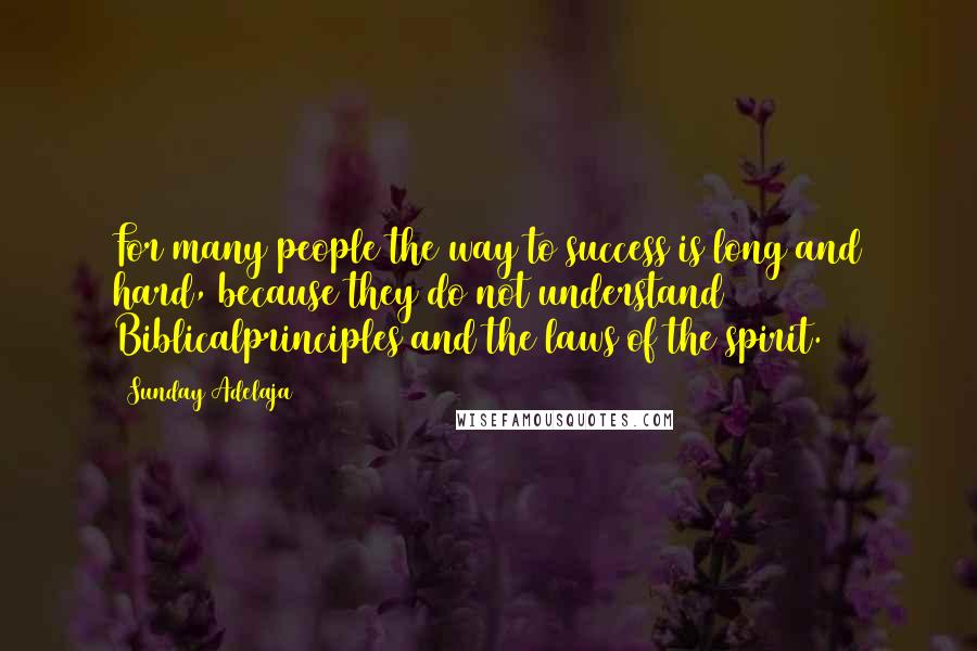 Sunday Adelaja Quotes: For many people the way to success is long and hard, because they do not understand Biblicalprinciples and the laws of the spirit.