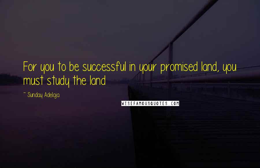 Sunday Adelaja Quotes: For you to be successful in your promised land, you must study the land