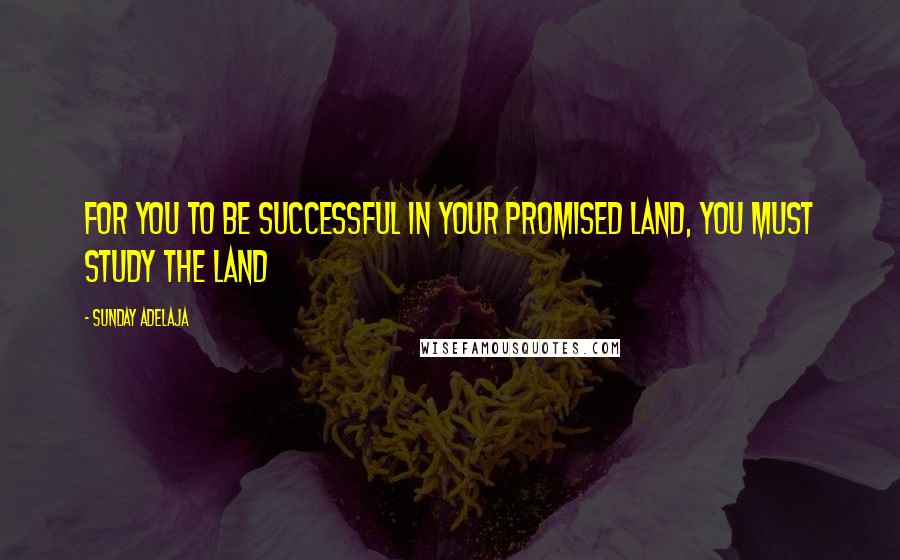 Sunday Adelaja Quotes: For you to be successful in your promised land, you must study the land