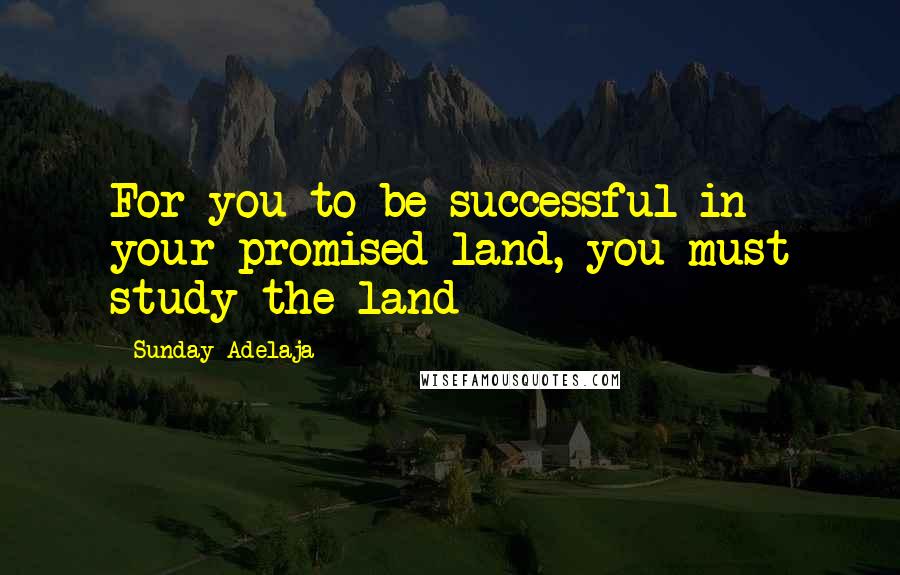 Sunday Adelaja Quotes: For you to be successful in your promised land, you must study the land