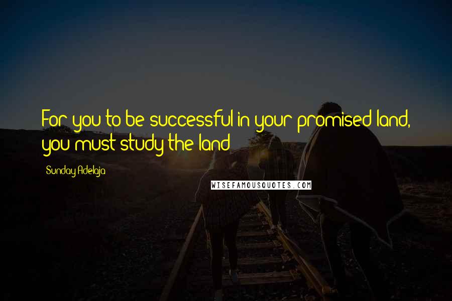 Sunday Adelaja Quotes: For you to be successful in your promised land, you must study the land