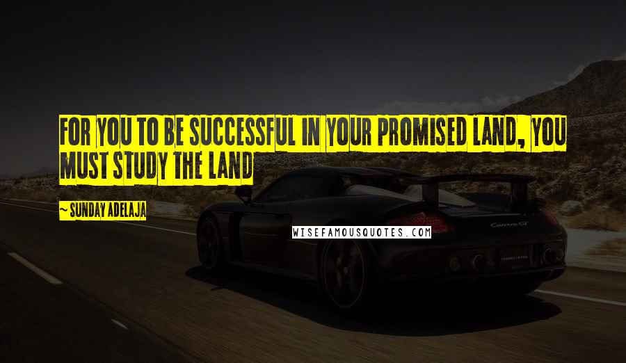 Sunday Adelaja Quotes: For you to be successful in your promised land, you must study the land