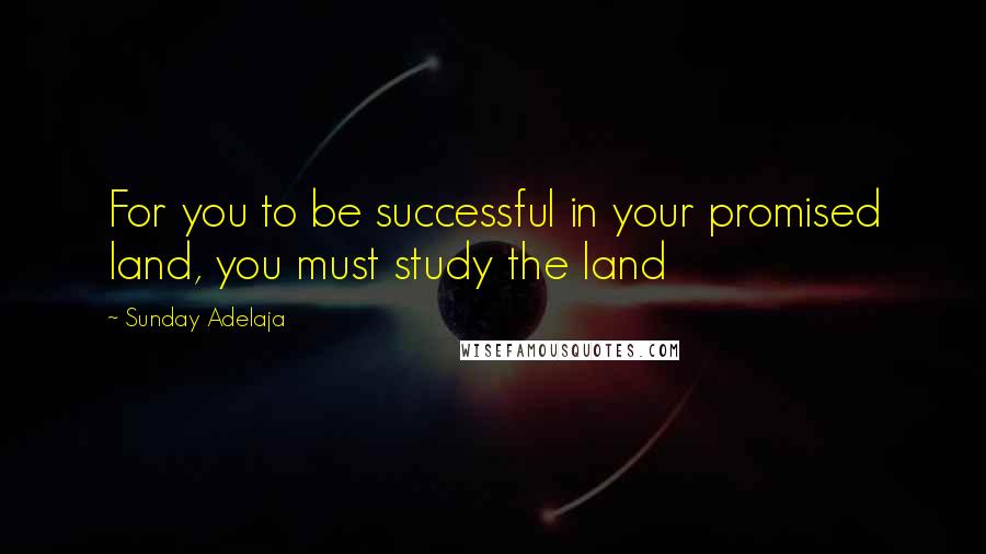 Sunday Adelaja Quotes: For you to be successful in your promised land, you must study the land