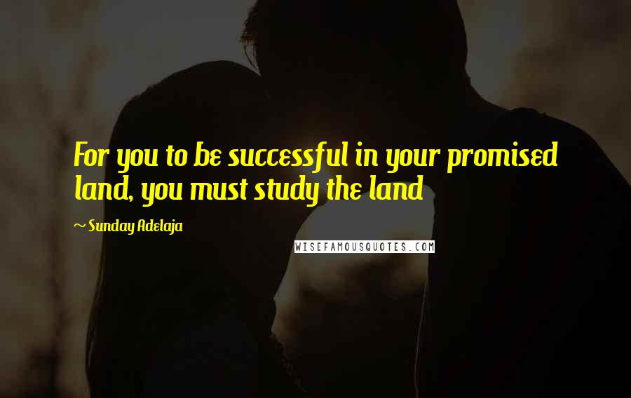 Sunday Adelaja Quotes: For you to be successful in your promised land, you must study the land