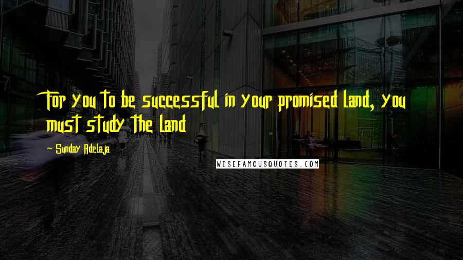 Sunday Adelaja Quotes: For you to be successful in your promised land, you must study the land