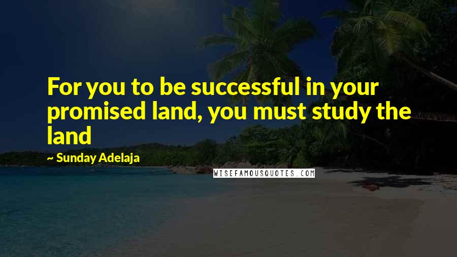 Sunday Adelaja Quotes: For you to be successful in your promised land, you must study the land