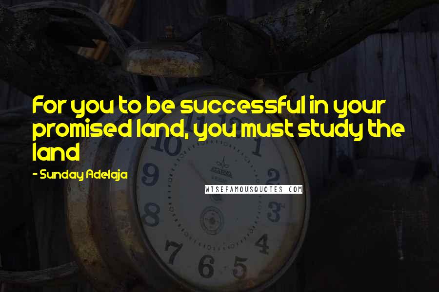 Sunday Adelaja Quotes: For you to be successful in your promised land, you must study the land