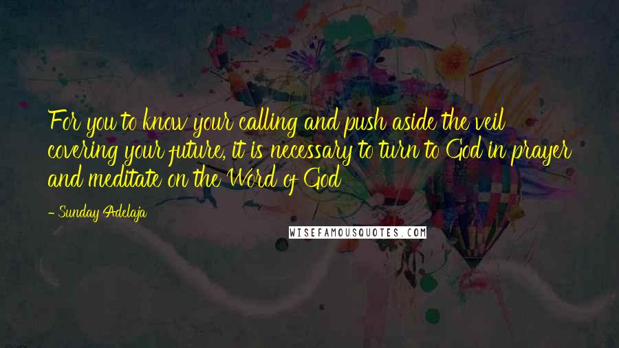 Sunday Adelaja Quotes: For you to know your calling and push aside the veil covering your future, it is necessary to turn to God in prayer and meditate on the Word of God