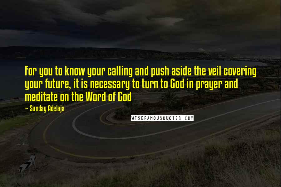 Sunday Adelaja Quotes: For you to know your calling and push aside the veil covering your future, it is necessary to turn to God in prayer and meditate on the Word of God