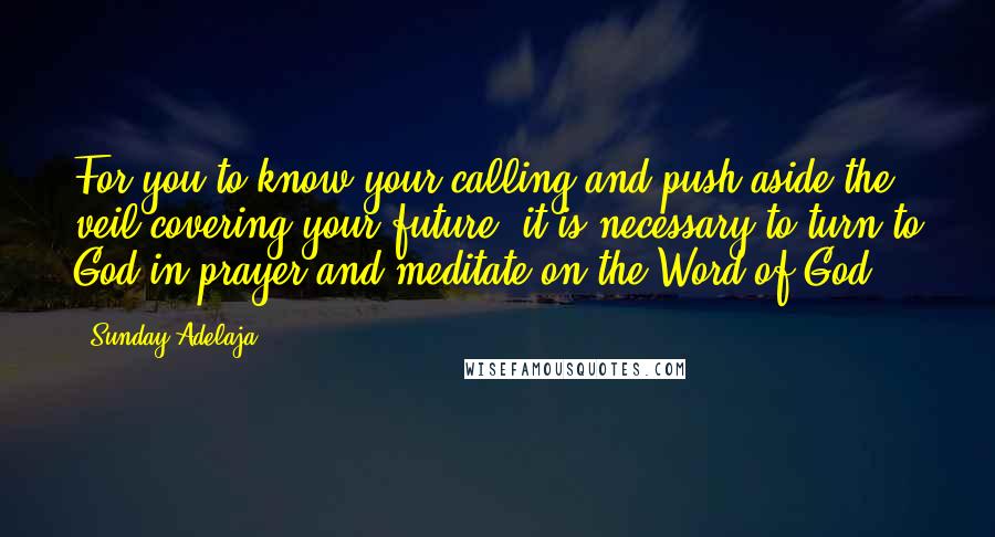 Sunday Adelaja Quotes: For you to know your calling and push aside the veil covering your future, it is necessary to turn to God in prayer and meditate on the Word of God