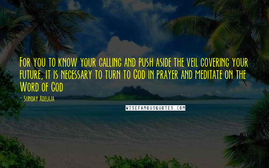 Sunday Adelaja Quotes: For you to know your calling and push aside the veil covering your future, it is necessary to turn to God in prayer and meditate on the Word of God