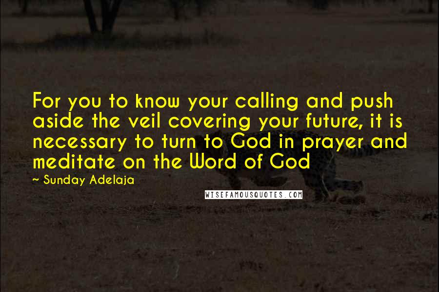 Sunday Adelaja Quotes: For you to know your calling and push aside the veil covering your future, it is necessary to turn to God in prayer and meditate on the Word of God