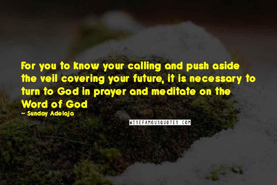 Sunday Adelaja Quotes: For you to know your calling and push aside the veil covering your future, it is necessary to turn to God in prayer and meditate on the Word of God