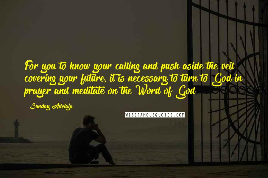 Sunday Adelaja Quotes: For you to know your calling and push aside the veil covering your future, it is necessary to turn to God in prayer and meditate on the Word of God