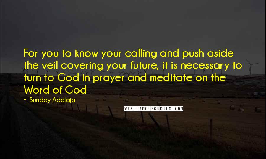 Sunday Adelaja Quotes: For you to know your calling and push aside the veil covering your future, it is necessary to turn to God in prayer and meditate on the Word of God