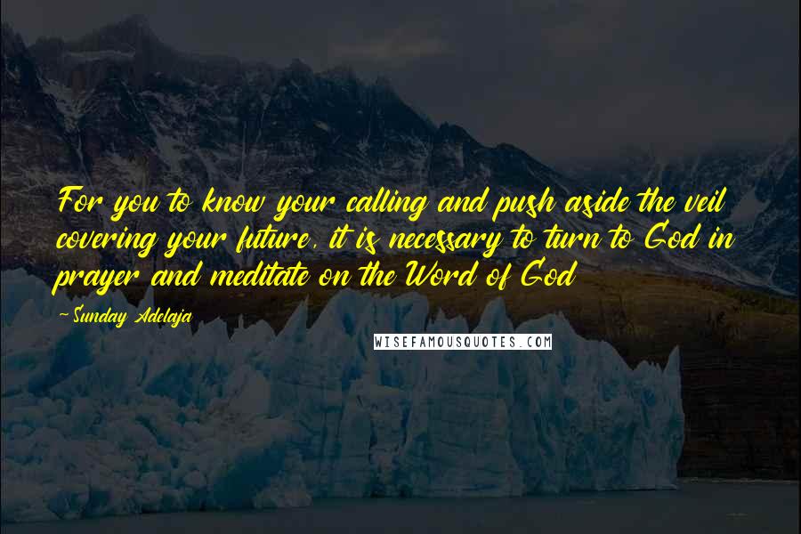 Sunday Adelaja Quotes: For you to know your calling and push aside the veil covering your future, it is necessary to turn to God in prayer and meditate on the Word of God