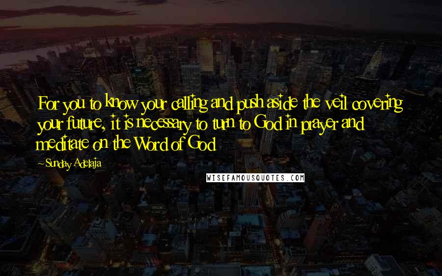 Sunday Adelaja Quotes: For you to know your calling and push aside the veil covering your future, it is necessary to turn to God in prayer and meditate on the Word of God