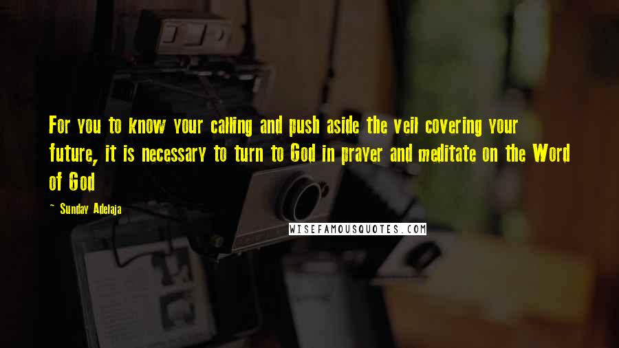 Sunday Adelaja Quotes: For you to know your calling and push aside the veil covering your future, it is necessary to turn to God in prayer and meditate on the Word of God