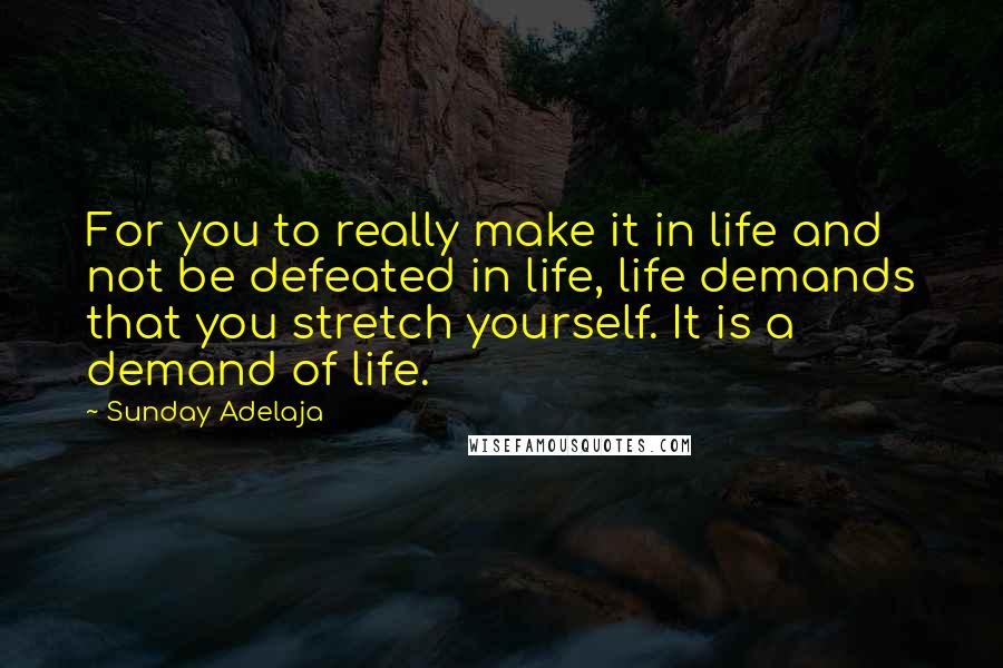 Sunday Adelaja Quotes: For you to really make it in life and not be defeated in life, life demands that you stretch yourself. It is a demand of life.