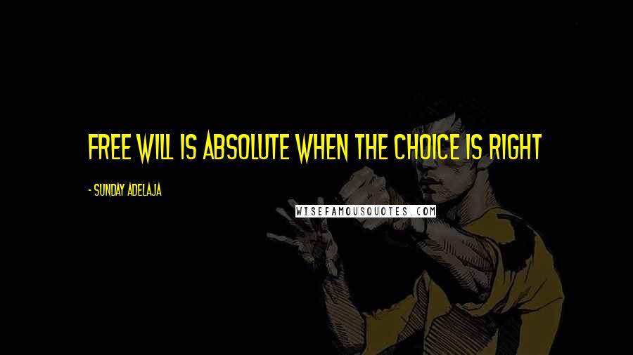 Sunday Adelaja Quotes: Free will is absolute when the choice is right