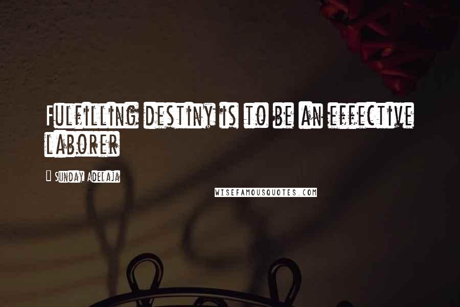 Sunday Adelaja Quotes: Fulfilling destiny is to be an effective laborer