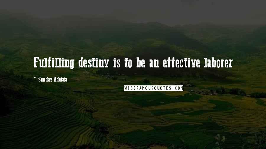 Sunday Adelaja Quotes: Fulfilling destiny is to be an effective laborer