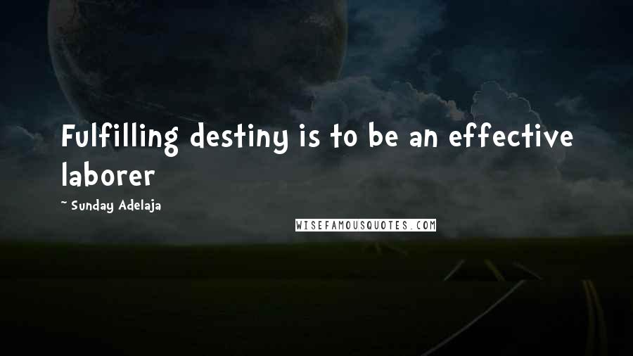 Sunday Adelaja Quotes: Fulfilling destiny is to be an effective laborer