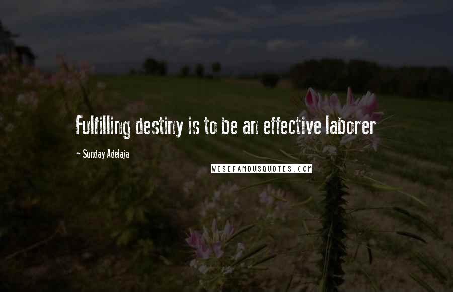 Sunday Adelaja Quotes: Fulfilling destiny is to be an effective laborer