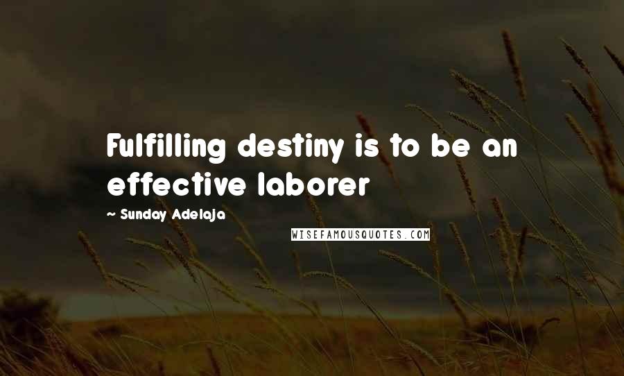 Sunday Adelaja Quotes: Fulfilling destiny is to be an effective laborer