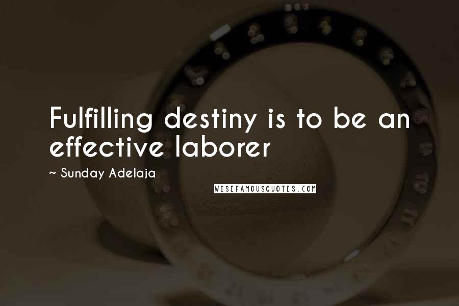 Sunday Adelaja Quotes: Fulfilling destiny is to be an effective laborer