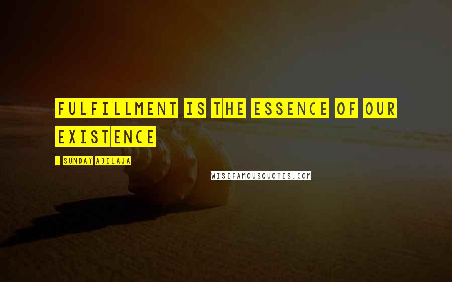 Sunday Adelaja Quotes: Fulfillment is the essence of our existence