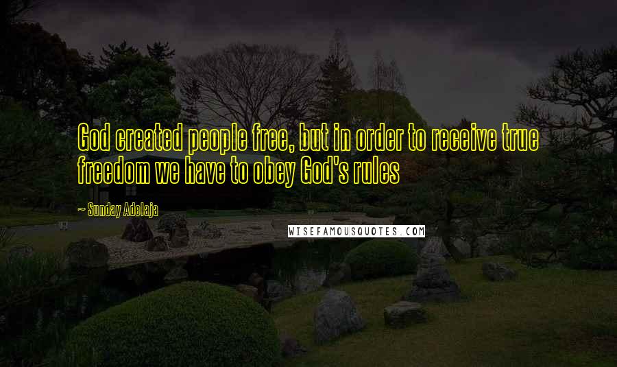 Sunday Adelaja Quotes: God created people free, but in order to receive true freedom we have to obey God's rules