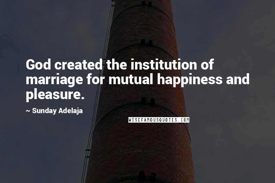 Sunday Adelaja Quotes: God created the institution of marriage for mutual happiness and pleasure.