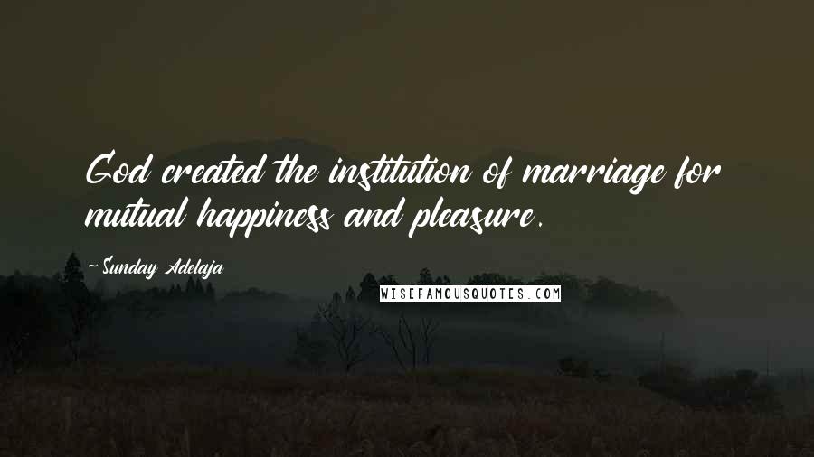 Sunday Adelaja Quotes: God created the institution of marriage for mutual happiness and pleasure.