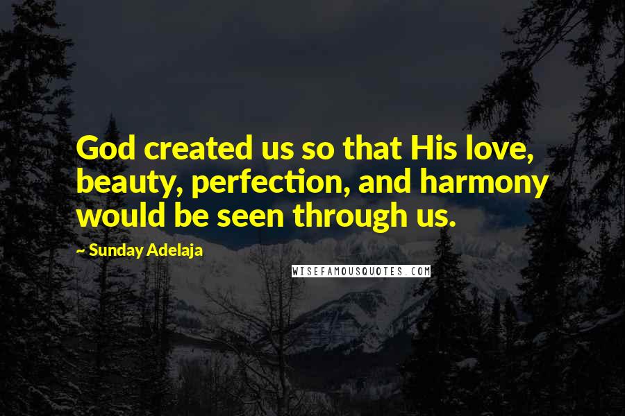 Sunday Adelaja Quotes: God created us so that His love, beauty, perfection, and harmony would be seen through us.