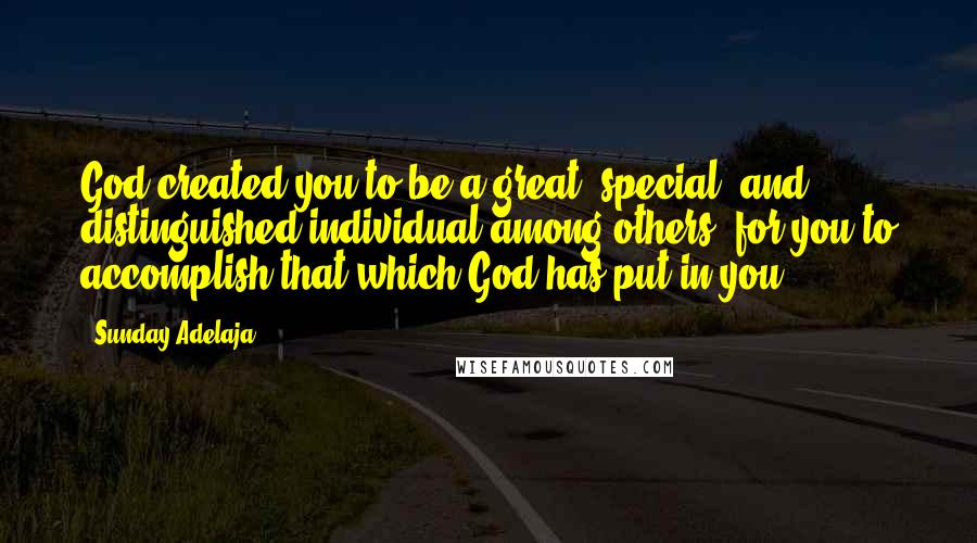 Sunday Adelaja Quotes: God created you to be a great, special, and distinguished individual among others, for you to accomplish that which God has put in you