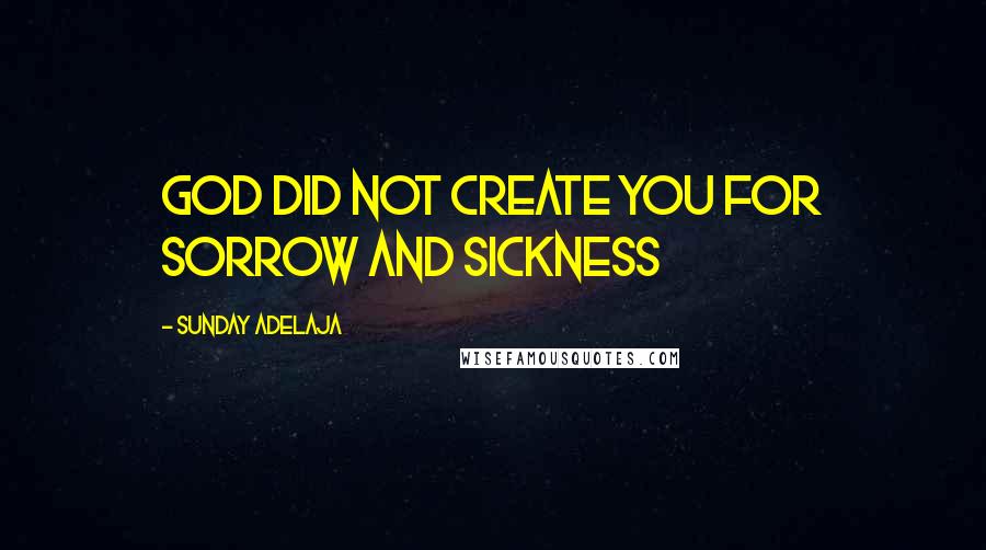 Sunday Adelaja Quotes: God did not create you for sorrow and sickness