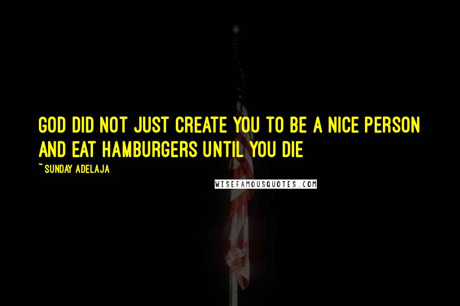 Sunday Adelaja Quotes: God did not just create you to be a nice person and eat hamburgers until you die