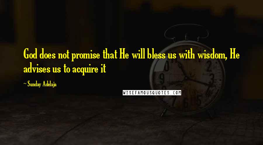 Sunday Adelaja Quotes: God does not promise that He will bless us with wisdom, He advises us to acquire it