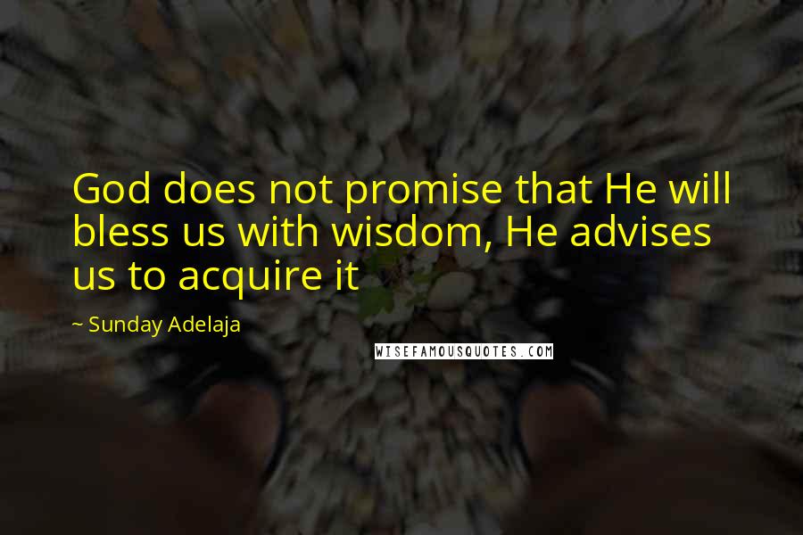 Sunday Adelaja Quotes: God does not promise that He will bless us with wisdom, He advises us to acquire it