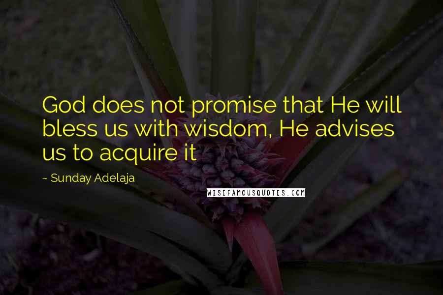 Sunday Adelaja Quotes: God does not promise that He will bless us with wisdom, He advises us to acquire it