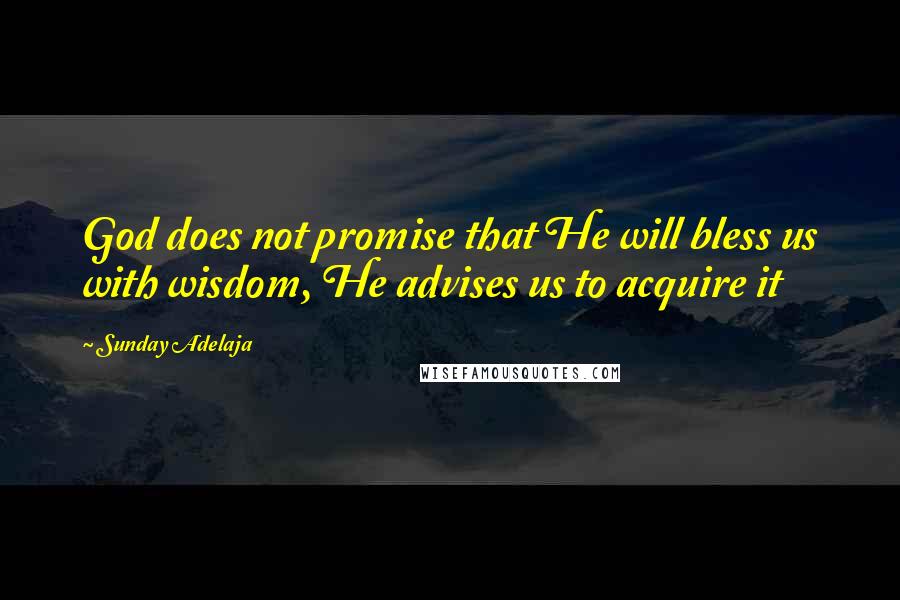 Sunday Adelaja Quotes: God does not promise that He will bless us with wisdom, He advises us to acquire it