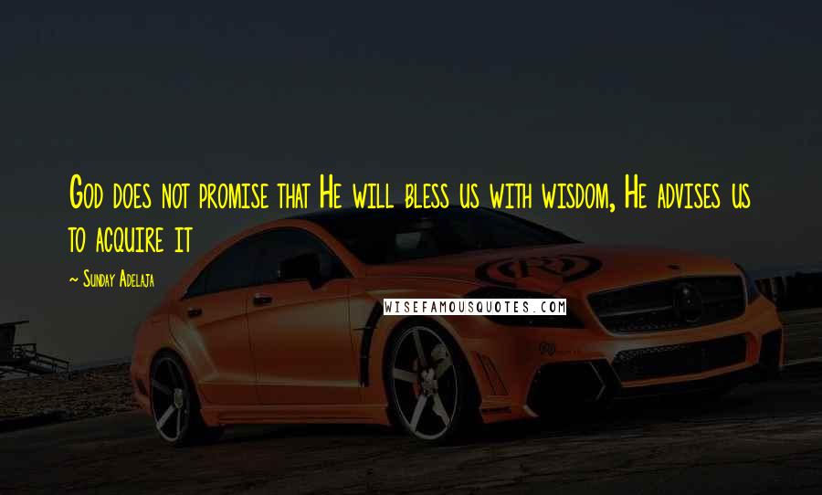 Sunday Adelaja Quotes: God does not promise that He will bless us with wisdom, He advises us to acquire it