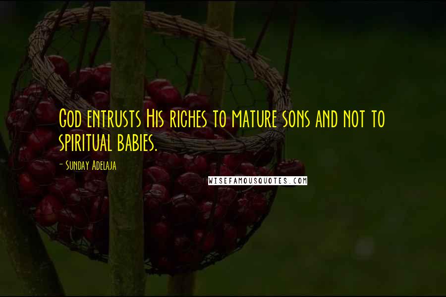 Sunday Adelaja Quotes: God entrusts His riches to mature sons and not to spiritual babies.