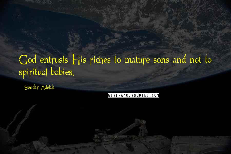 Sunday Adelaja Quotes: God entrusts His riches to mature sons and not to spiritual babies.