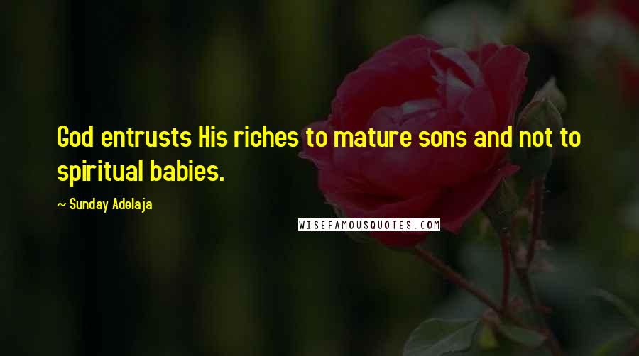 Sunday Adelaja Quotes: God entrusts His riches to mature sons and not to spiritual babies.